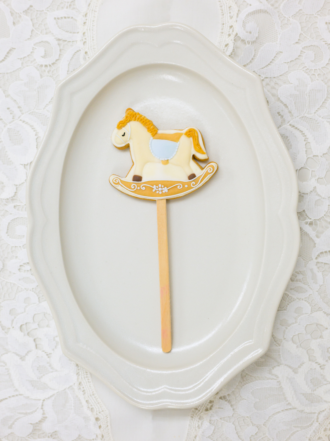 【セレブレーションセット】ケーキ+木馬のアイシングクッキー+キャンドル
